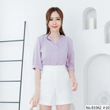 Vertier : No.81062 เสื้อแขนสั้นสีพื้น | Solid Short Sleeve Blouse