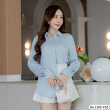 Maristar : No.2163 เสื้อแขนยาวพิมพ์ลาย | Printed Long Sleeve Blouse