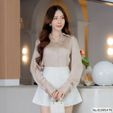 Vertier : No.81095 เสื้อแขนยาวสีพื้น | Solid Long Sleeve Blouse