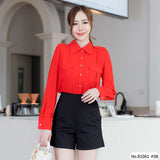Vertier : No.81061 เสื้อแขนยาวสีพื้น | Solid Long Sleeve Blouse