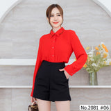 Miss Daisy : No.2081 เสื้อแขนยาวสีพื้น | Solid Long Sleeve Blouse