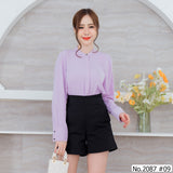 Maristar : No.2087 เสื้อแขนยาวสีพื้น | Solid Long Sleeve Blouse