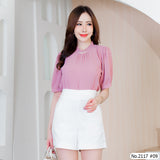 Maristar : No.2117 เสื้อแขนสั้นสีพื้น | Solid Short Sleeve Blouse