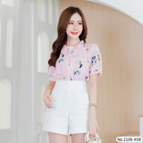 Maristar : No.2109 เสื้อแขนสั้นพิมพ์ลาย | Printed Short Sleeve Blouse