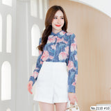 Maristar : No.2110 เสื้อแขนยาวพิมพ์ลาย | Printed Long Sleeve Blouse