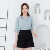 Vertier : No.81062 เสื้อแขนสั้นสีพื้น | Solid Short Sleeve Blouse