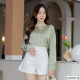 Vertier : No.81091 เสื้อแขนยาวสีพื้น | Solid Long Sleeve Blouse
