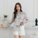 Vertier : No.81079 เสื้อแขนยาวพิมพ์ลาย | Printed Long Sleeve Blouse