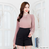 Miss Daisy : No.2103 เสื้อแขนยาวสีพื้น | Solid Long Sleeve Blouse