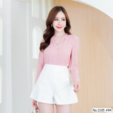 Miss Daisy : No.2105 เสื้อแขนยาวสีพื้น | Solid Long Sleeve Blouse