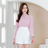 Maristar : No.2116 เสื้อแขนยาวสีพื้น | Solid Long Sleeve Blouse