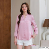 Vertier : No.81080 เสื้อแขนยาวสีพื้น | Solid Long Sleeve Blouse