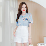 Maristar : No.2109 เสื้อแขนสั้นพิมพ์ลาย | Printed Short Sleeve Blouse