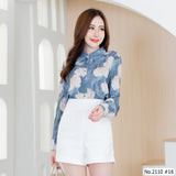 Maristar : No.2110 เสื้อแขนยาวพิมพ์ลาย | Printed Long Sleeve Blouse
