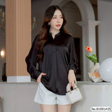 Vertier : No.81091 เสื้อแขนยาวสีพื้น | Solid Long Sleeve Blouse