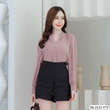 Maristar : No.2112 เสื้อแขนยาวสีพื้น | Solid Long Sleeve Blouse