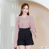 Maristar : No.2086 เสื้อแขนยาวสีพื้น | Solid Long Sleeve Blouse