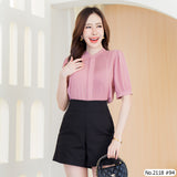 Miss Daisy : No.2118 เสื้อแขนสั้นสีพื้น | Solid Short Sleeve Blouse