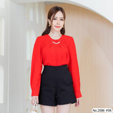 Maristar : No.2086 เสื้อแขนยาวสีพื้น | Solid Long Sleeve Blouse
