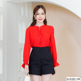 Vertier : No.81063 เสื้อแขนยาวสีพื้น | Solid Long Sleeve Blouse