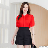 Miss Daisy : No.2118 เสื้อแขนสั้นสีพื้น | Solid Short Sleeve Blouse