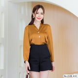 Miss Daisy : No.2108 เสื้อแขนยาวสีพื้น | Solid Long Sleeve Blouse