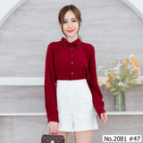 Miss Daisy : No.2081 เสื้อแขนยาวสีพื้น | Solid Long Sleeve Blouse