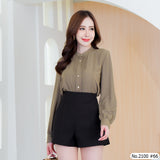 Maristar : No.2100 เสื้อแขนยาวสีพื้น | Solid Long Sleeve Blouse