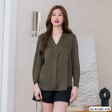 Vertier : No.81080 เสื้อแขนยาวสีพื้น | Solid Long Sleeve Blouse