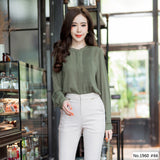 Maristar : No.1960 เสื้อแขนยาวสีพื้น | Solid Long Sleeve Blouse