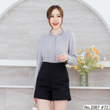 Maristar : No.2087 เสื้อแขนยาวสีพื้น | Solid Long Sleeve Blouse