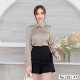 Maristar : No.2101 เสื้อแขนยาวสีพื้น | Solid Long Sleeve Blouse