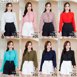 Vertier : No.81063 เสื้อแขนยาวสีพื้น | Solid Long Sleeve Blouse