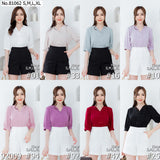 Vertier : No.81062 เสื้อแขนสั้นสีพื้น | Solid Short Sleeve Blouse