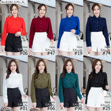 Vertier : No.81061 เสื้อแขนยาวสีพื้น | Solid Long Sleeve Blouse