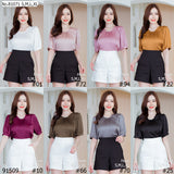 Vertier : No.81071 เสื้อแขนสั้นสีพื้น | Solid Short Sleeve Blouse