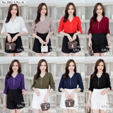 Miss Daisy : No.2082 เสื้อแขนยาวสีพื้น | Solid Long Sleeve Blouse