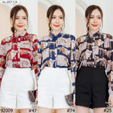 Maristar : No.2057 เสื้อแขนยาวพิมพ์ลาย | Printed Long Sleeve Blouse
