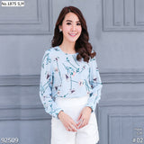 Maristar : No.1875 เสื้อแขนยาวพิมพ์ลาย | Printed Long Sleeve Blouse