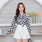 Maristar : No.2130 เสื้อแขนยาวพิมพ์ลาย | Printed Long Sleeve Blouse