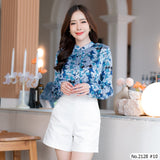 Maristar : No.2128 เสื้อแขนยาวพิมพ์ลาย | Printed Long Sleeve Blouse