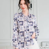Vertier : No.81083 เสื้อแขนยาวพิมพ์ลาย | Printed Long Sleeve Blouse