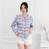 Maristar : No.2159 เสื้อแขนยาวพิมพ์ลาย | Printed Long Sleeve Blouse