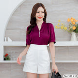 Maristar : No.2125 เสื้อแขนสั้นสีพื้น | Solid Short Sleeve Blouse