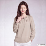 Vertier : No.81098 เสื้อแขนยาวสีพื้น | Solid Long Sleeve Blouse