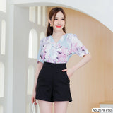 Maristar : No.2079 เสื้อแขนสั้นพิมพ์ลาย | Printed Short Sleeve Blouse
