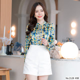 Maristar : No.2128 เสื้อแขนยาวพิมพ์ลาย | Printed Long Sleeve Blouse