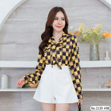 Maristar : No.2130 เสื้อแขนยาวพิมพ์ลาย | Printed Long Sleeve Blouse