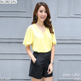 Miss Daisy : No.1362 เสื้อแขนสั้นสีพื้น | Solid Short Sleeve Blouse