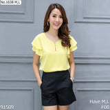 Miss Daisy : No.1638 เสื้อแขนสั้นสีพื้น | Solid Short Sleeve Blouse